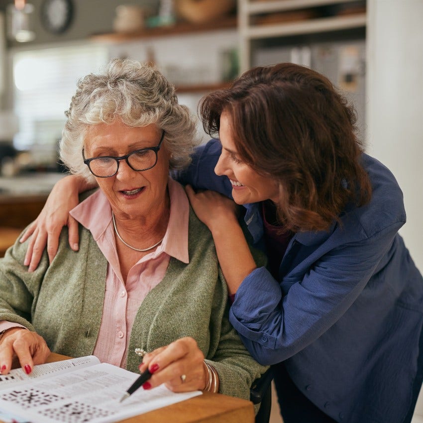 woman giving her parent time that makes her live longer