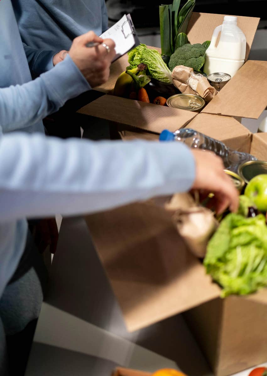 volunteers at a food bank