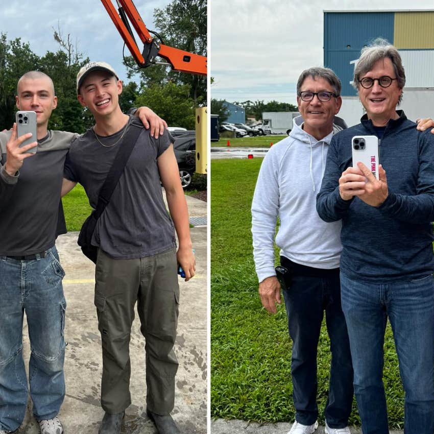 Real Ray and Real Cameron pose with actors from Boots who play them