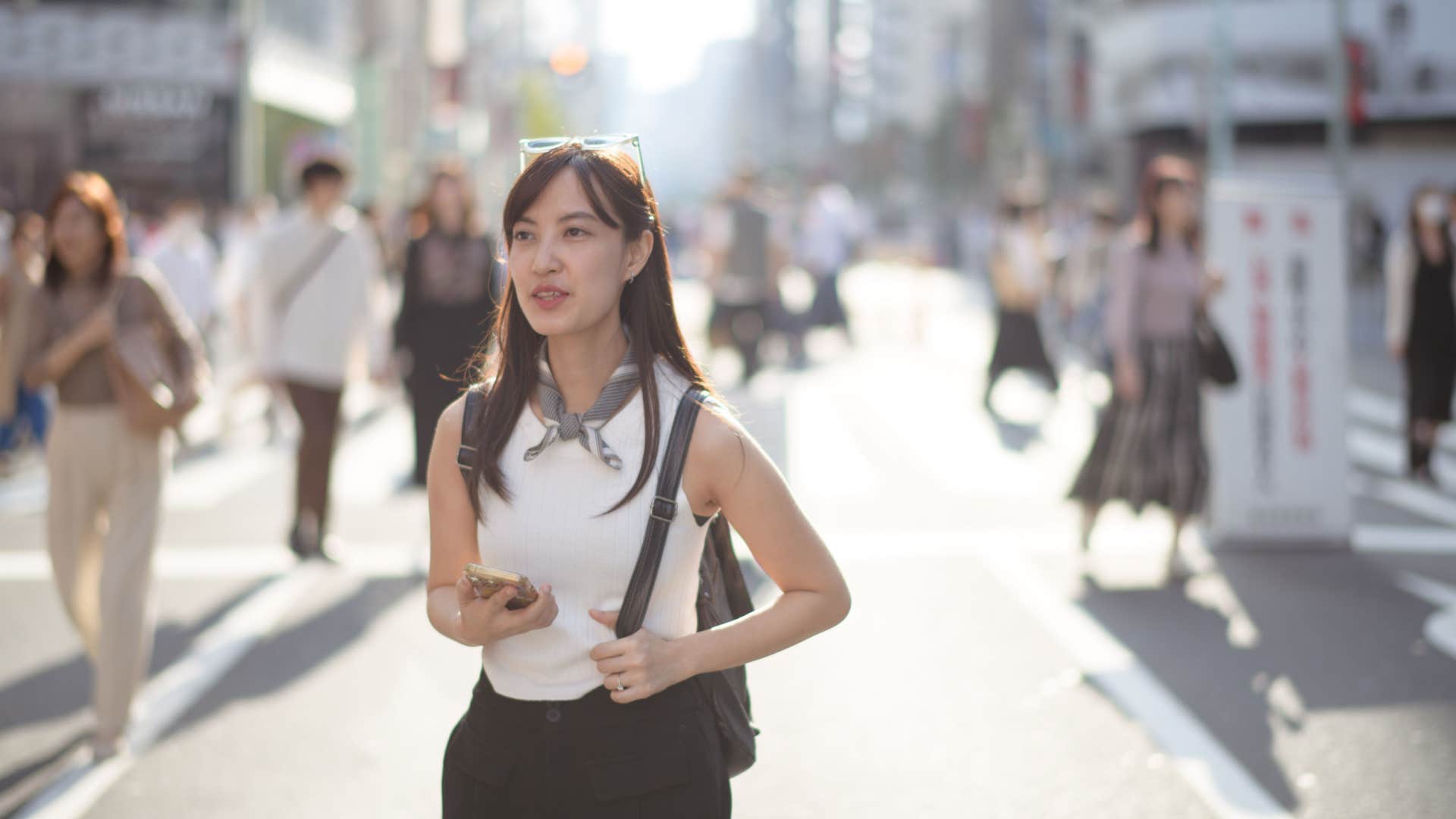 woman exploring the city alone
