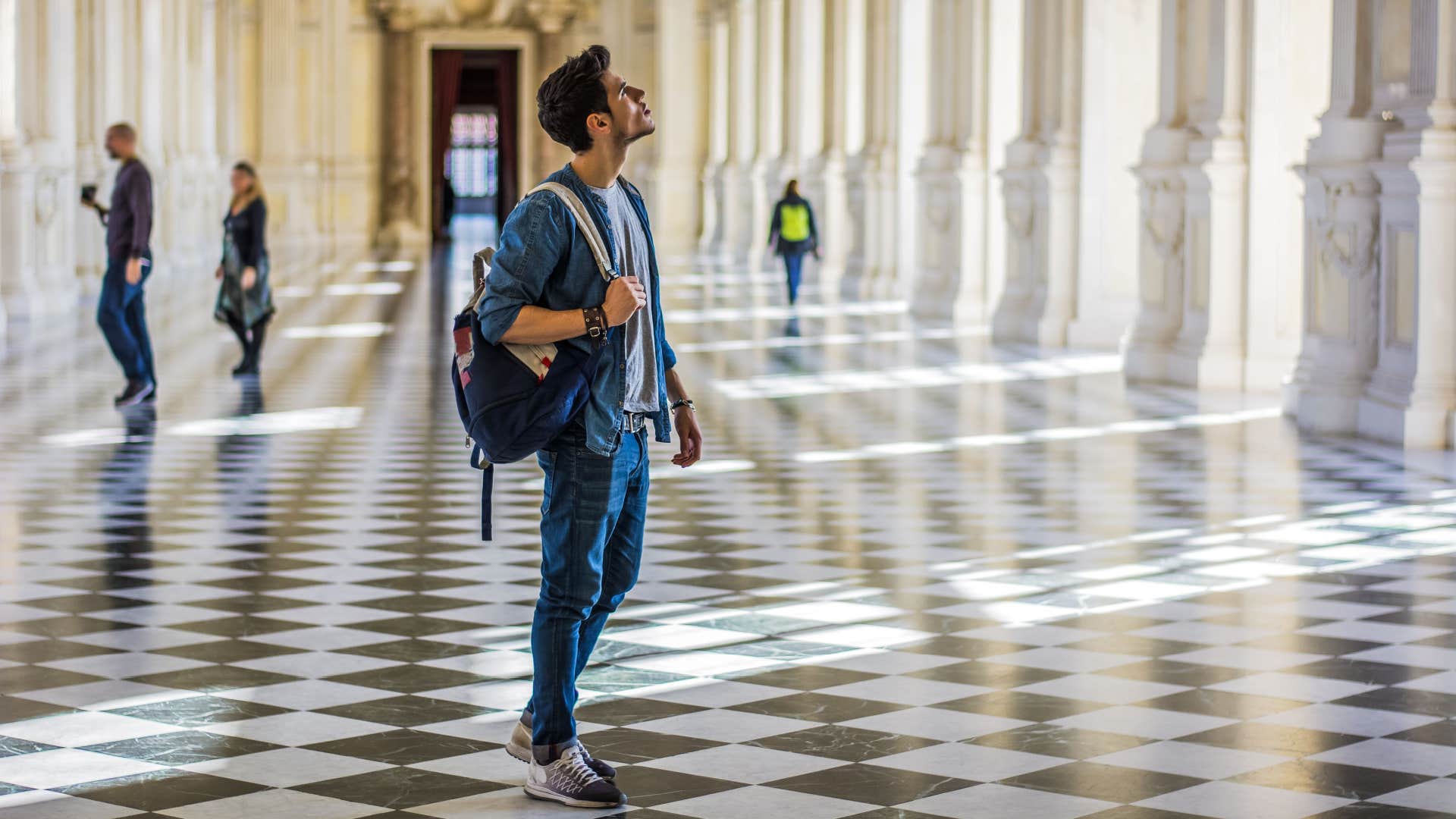 man going to a museum alone