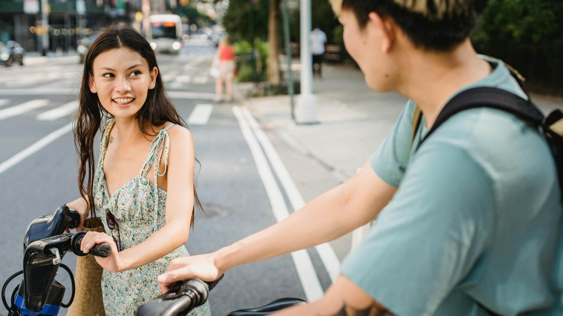 woman running into an ex