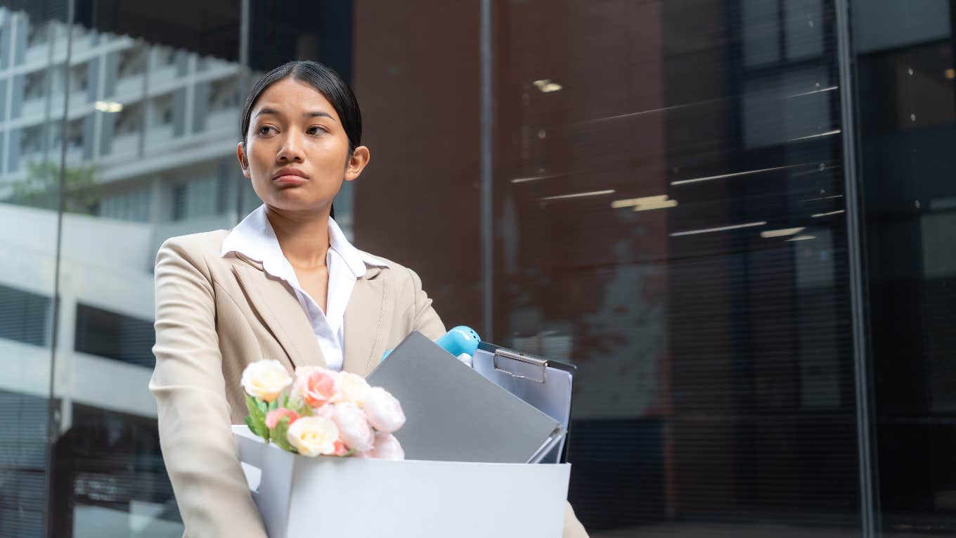 woman leaving job after being laid off