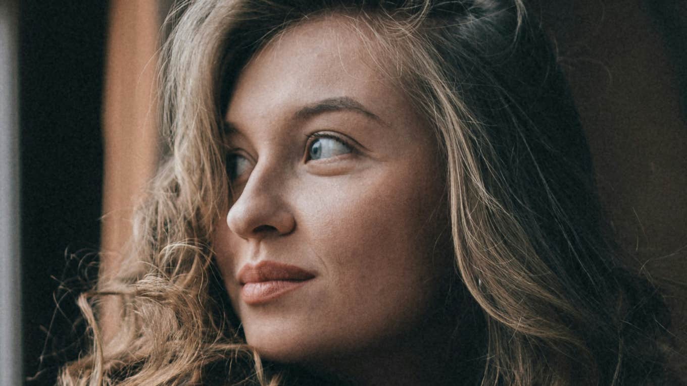 Woman clocks out mentally.