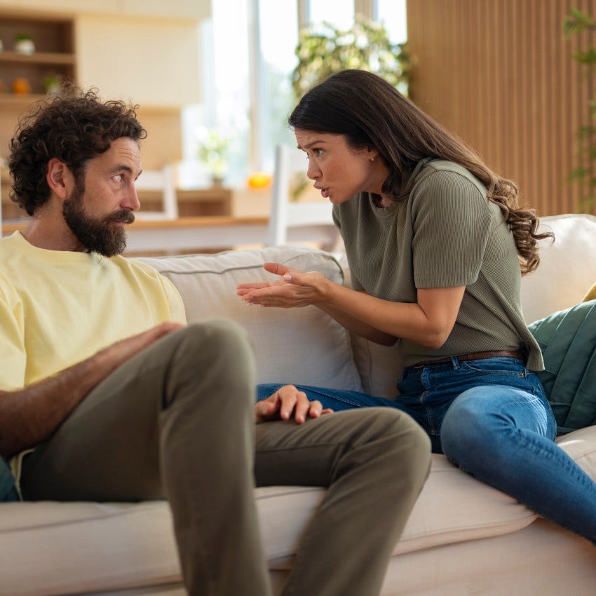 man who pushes woman's buttons as she takes charge as the hero of her own story