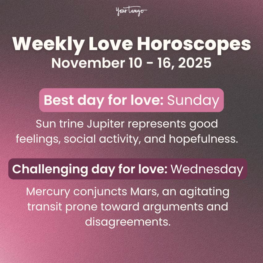weekly love horoscope November 10 16 2025