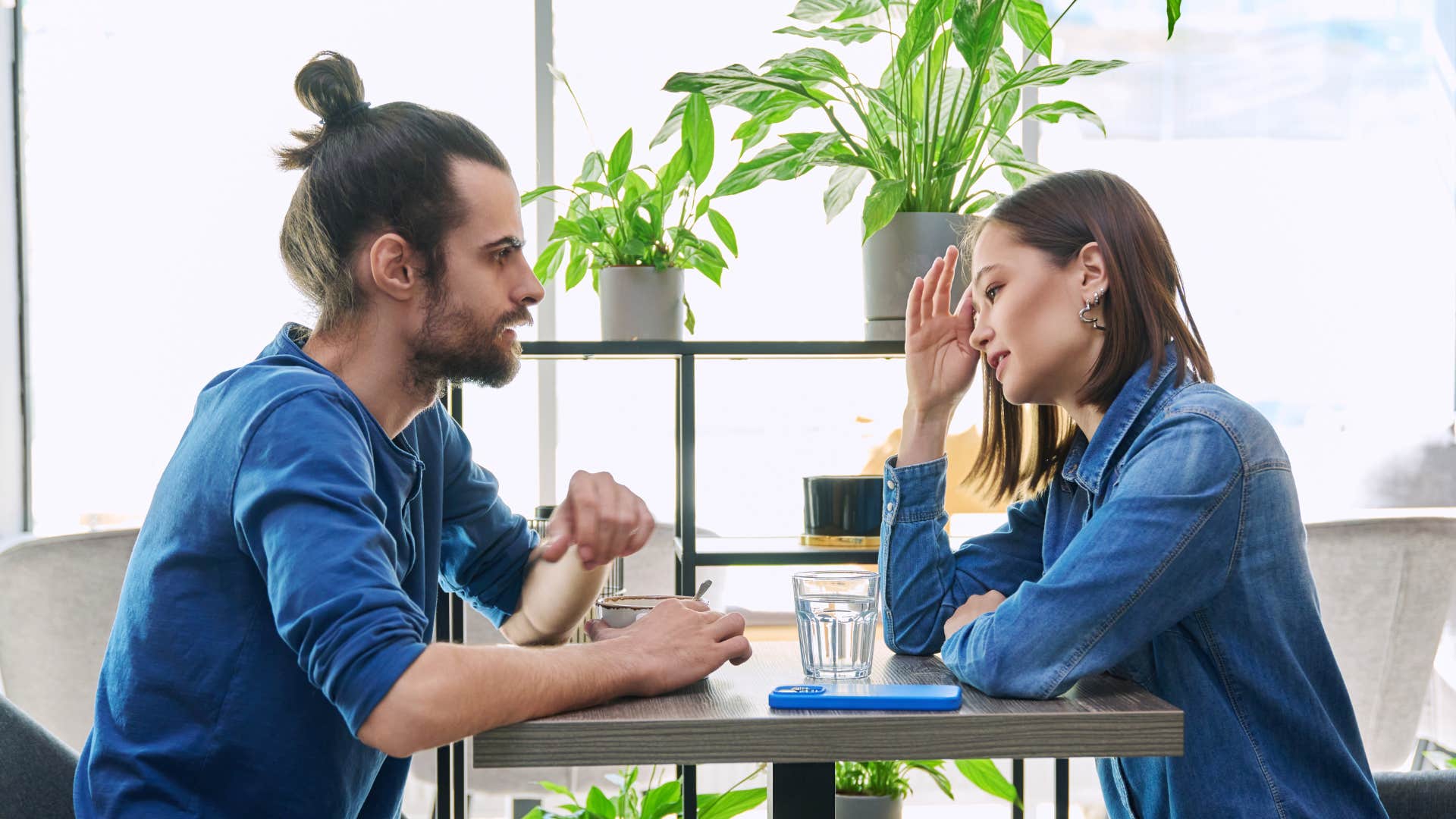 couple sitting across from each other