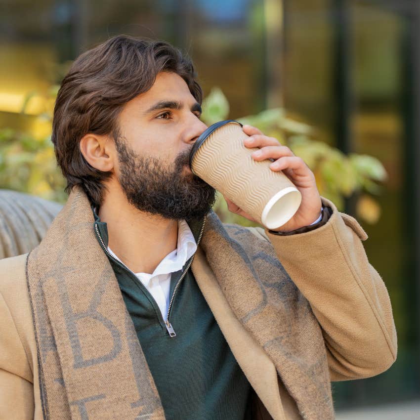 man drinking coffee that means he will outlive everyone else