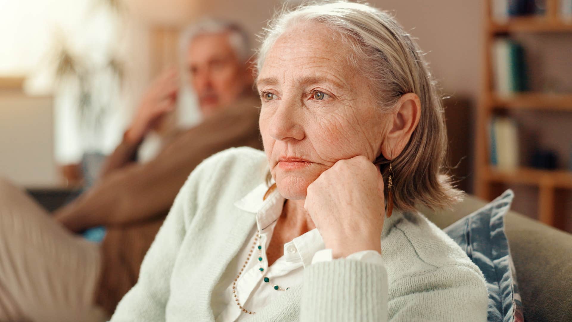 woman who's irrationally angry all the time sitting in silence