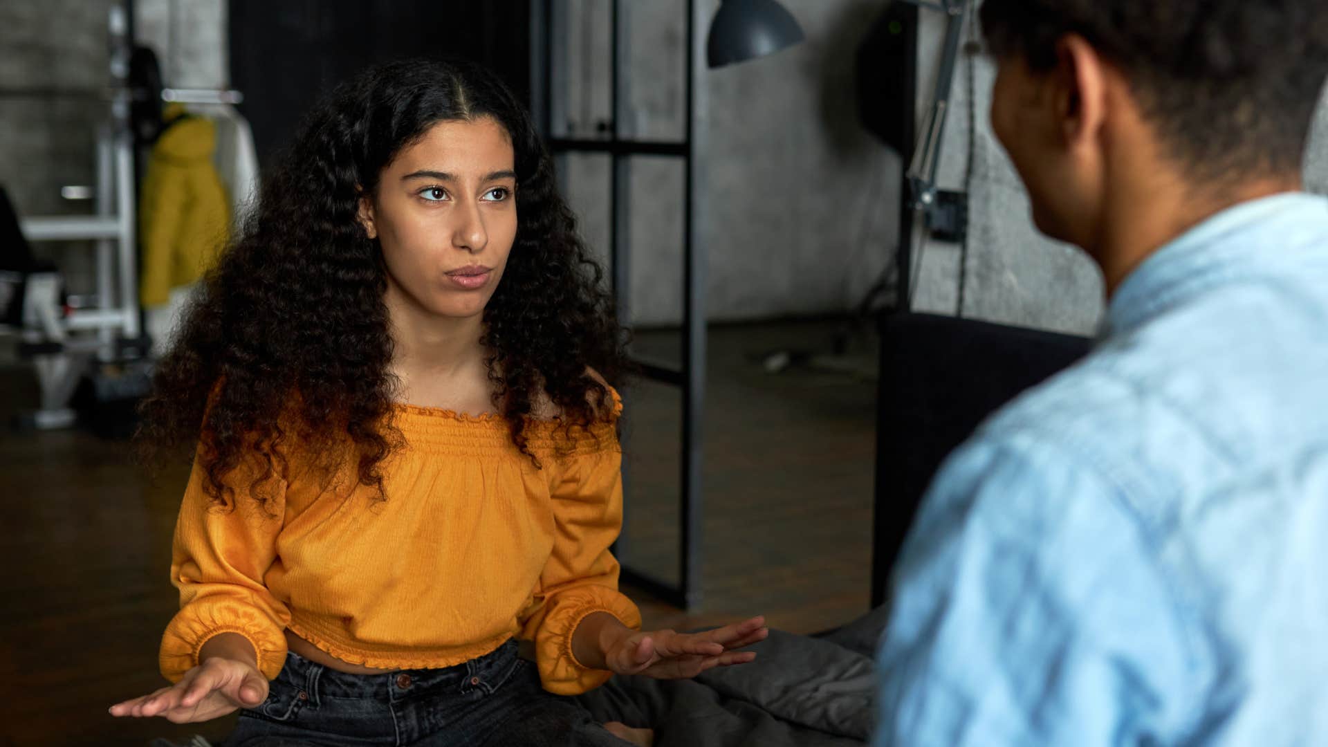 woman talking to man not playing therapist