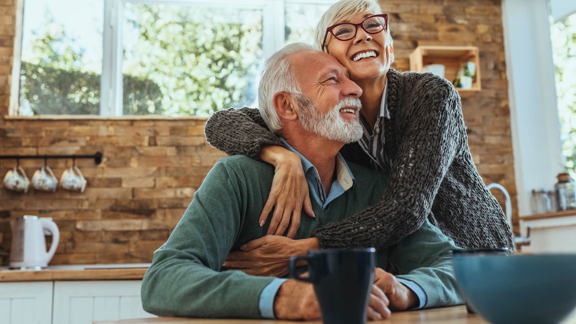couple checking in with each other at home