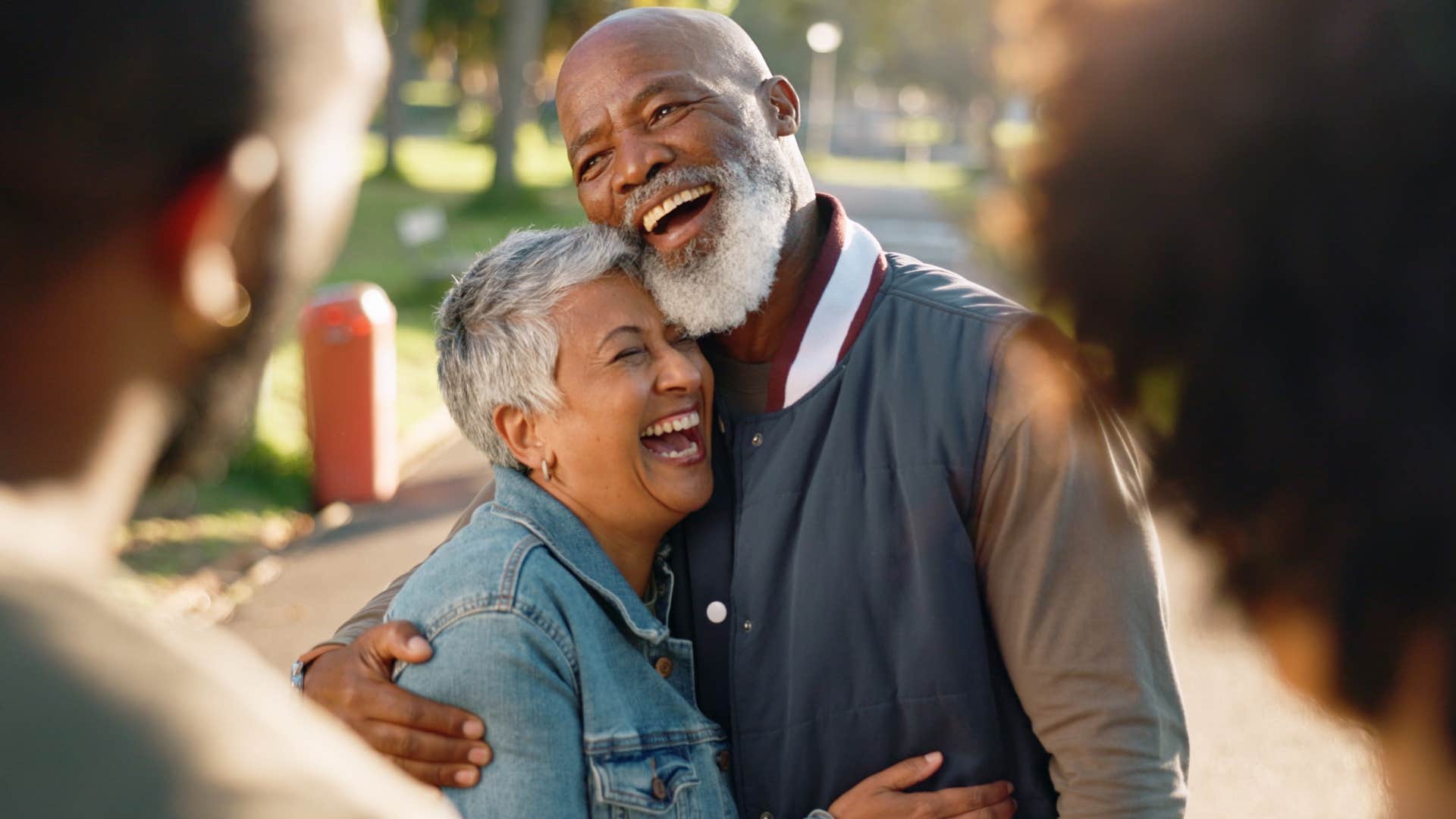 couple working on themselves smiling together