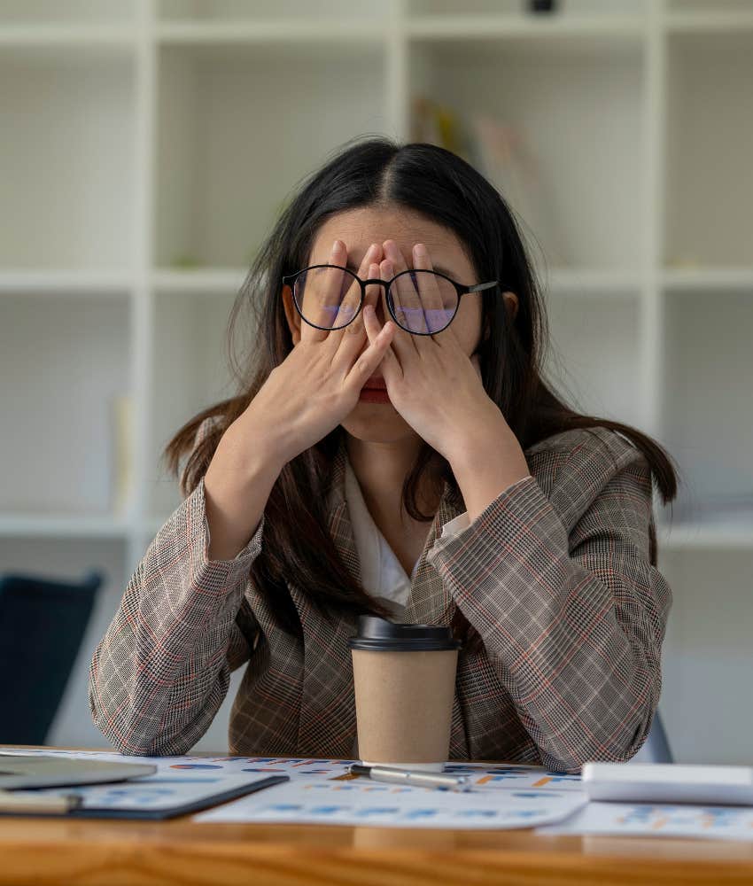 women stressed at work
