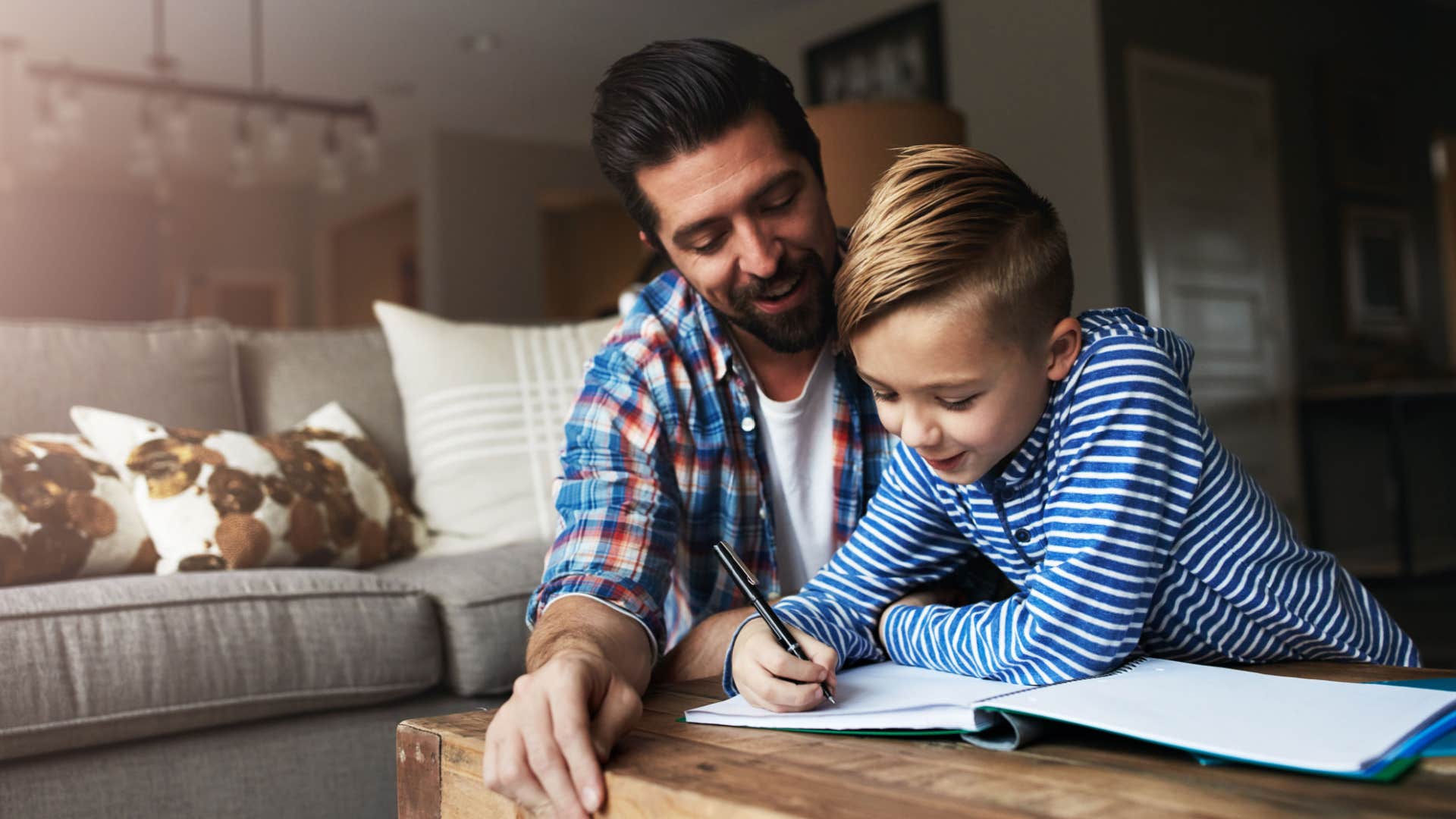 dad telling his son take your time