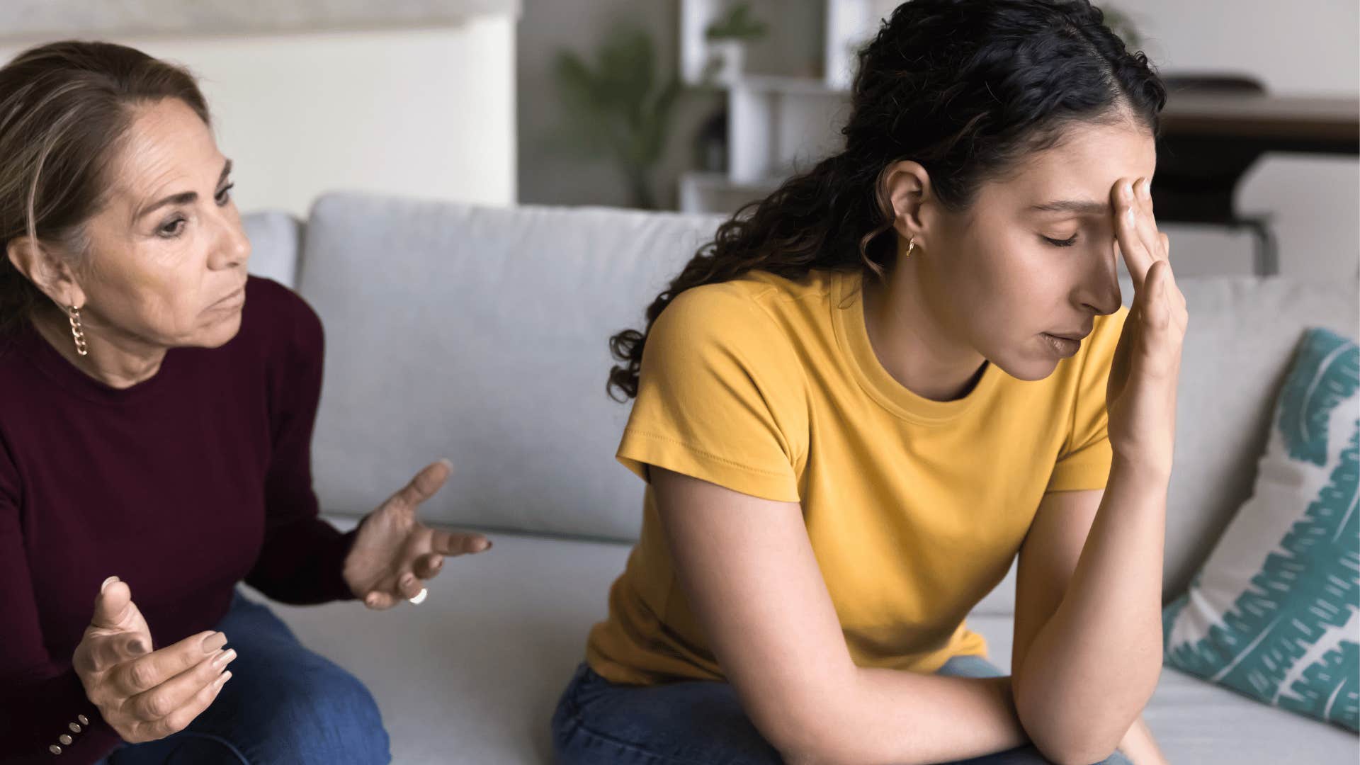 woman raised by tense nervous mom who assumes others are angry with her