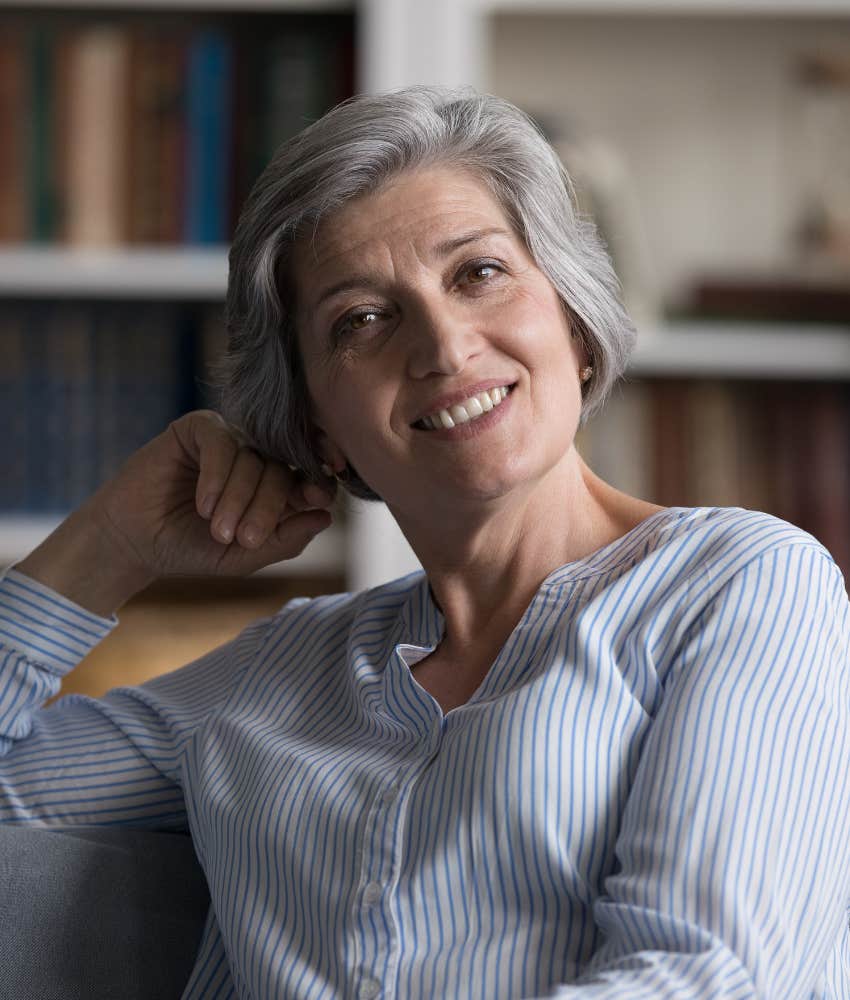 Aging person smiles with confidence showing choice to change habit