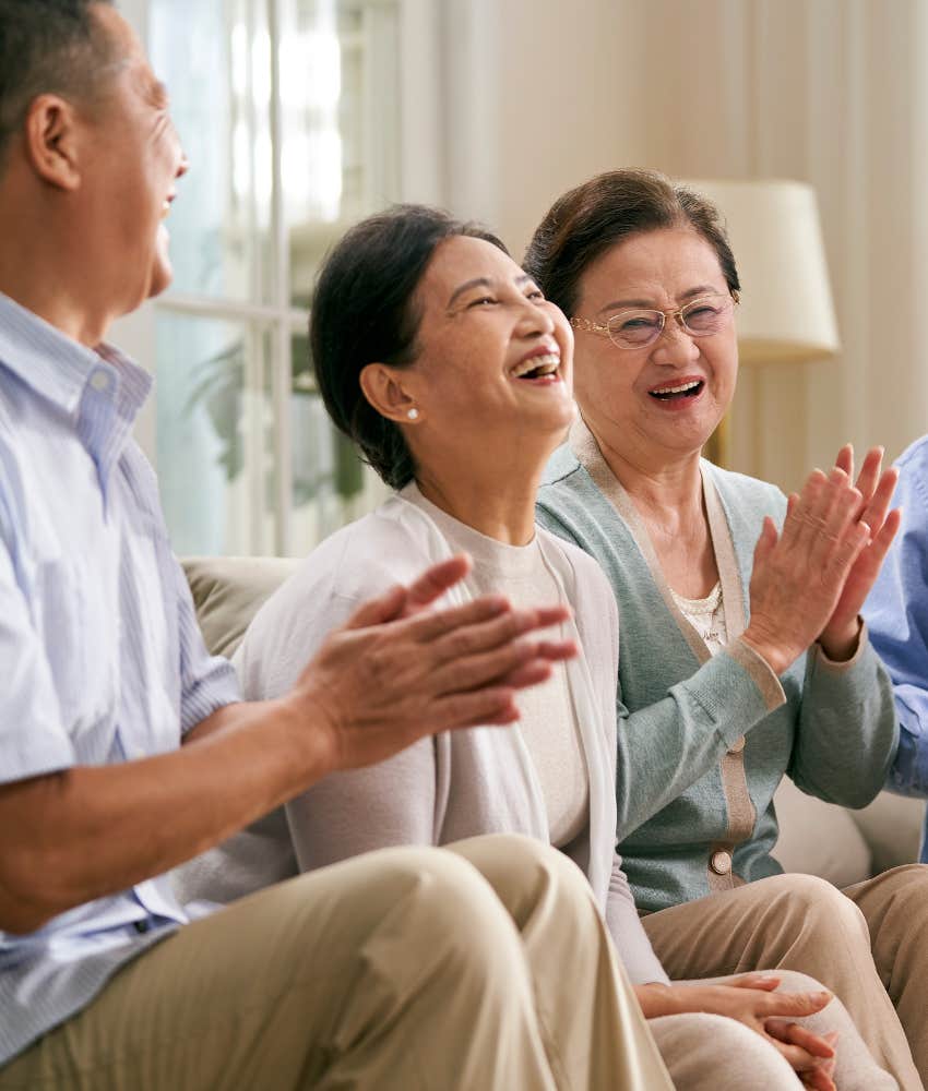 Happy friends hang out showing beautiful aging habit