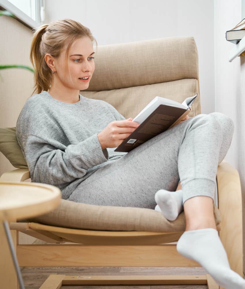 woman enjoying alone time in personal space