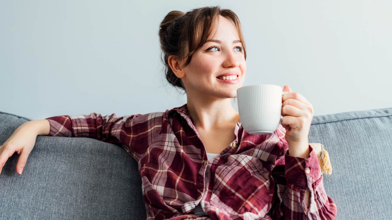 calm joyful person moving through their day with effortless ease, illustrating the simple habits that create an unbothered, genuinely happy life