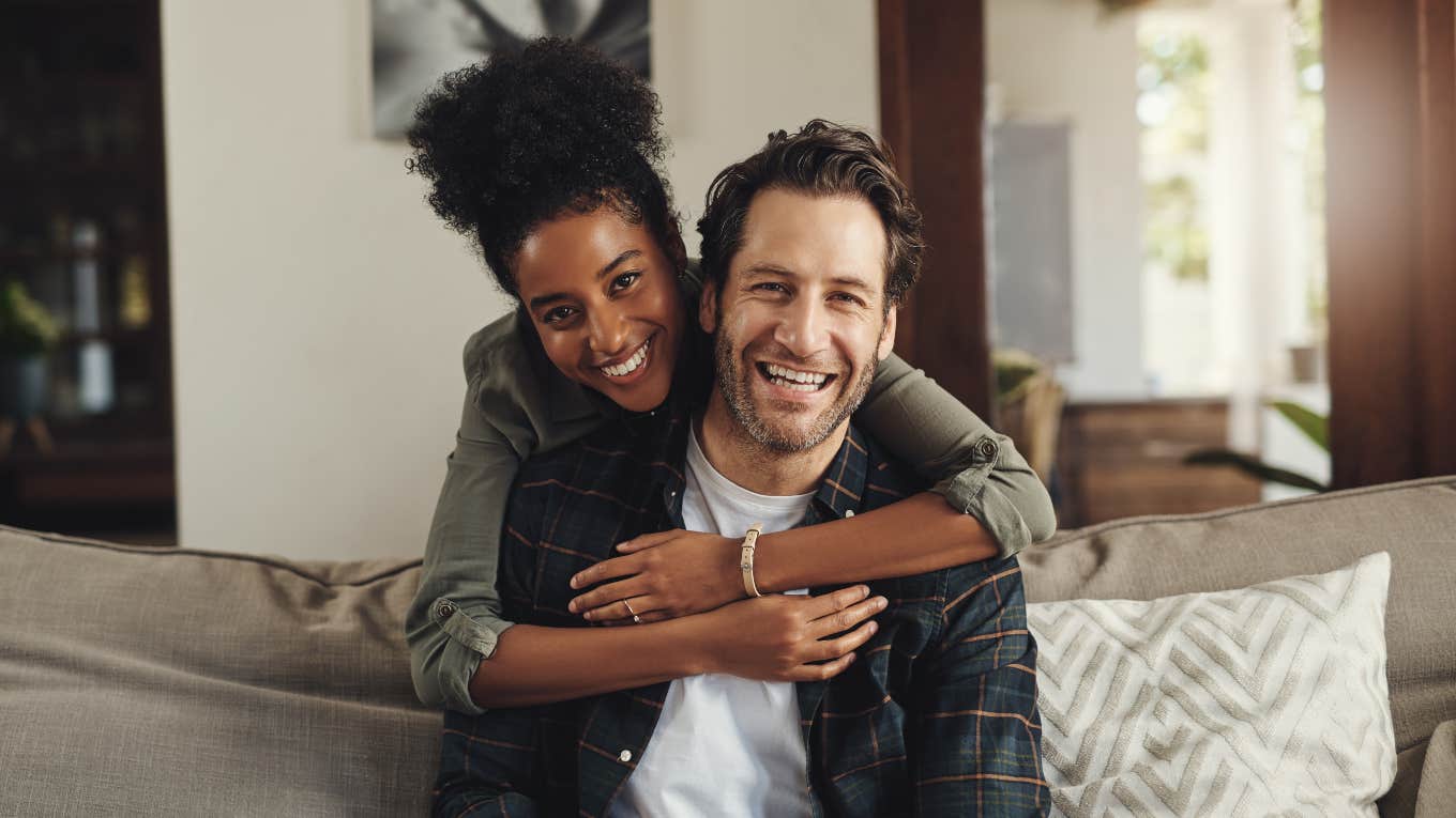 happy couple at home
