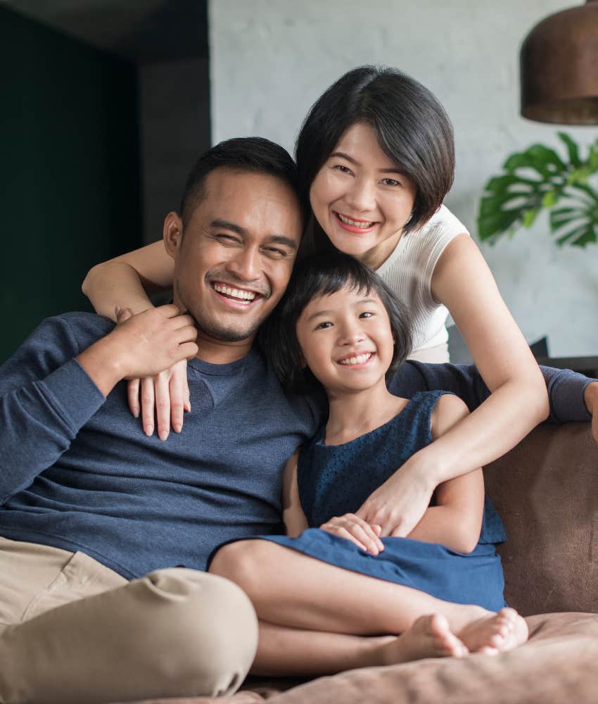 Sweet family embrace showing strong connection