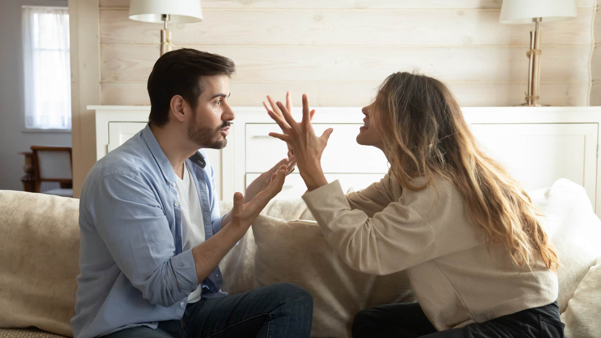 woman who was an only child arguing with toxic partner