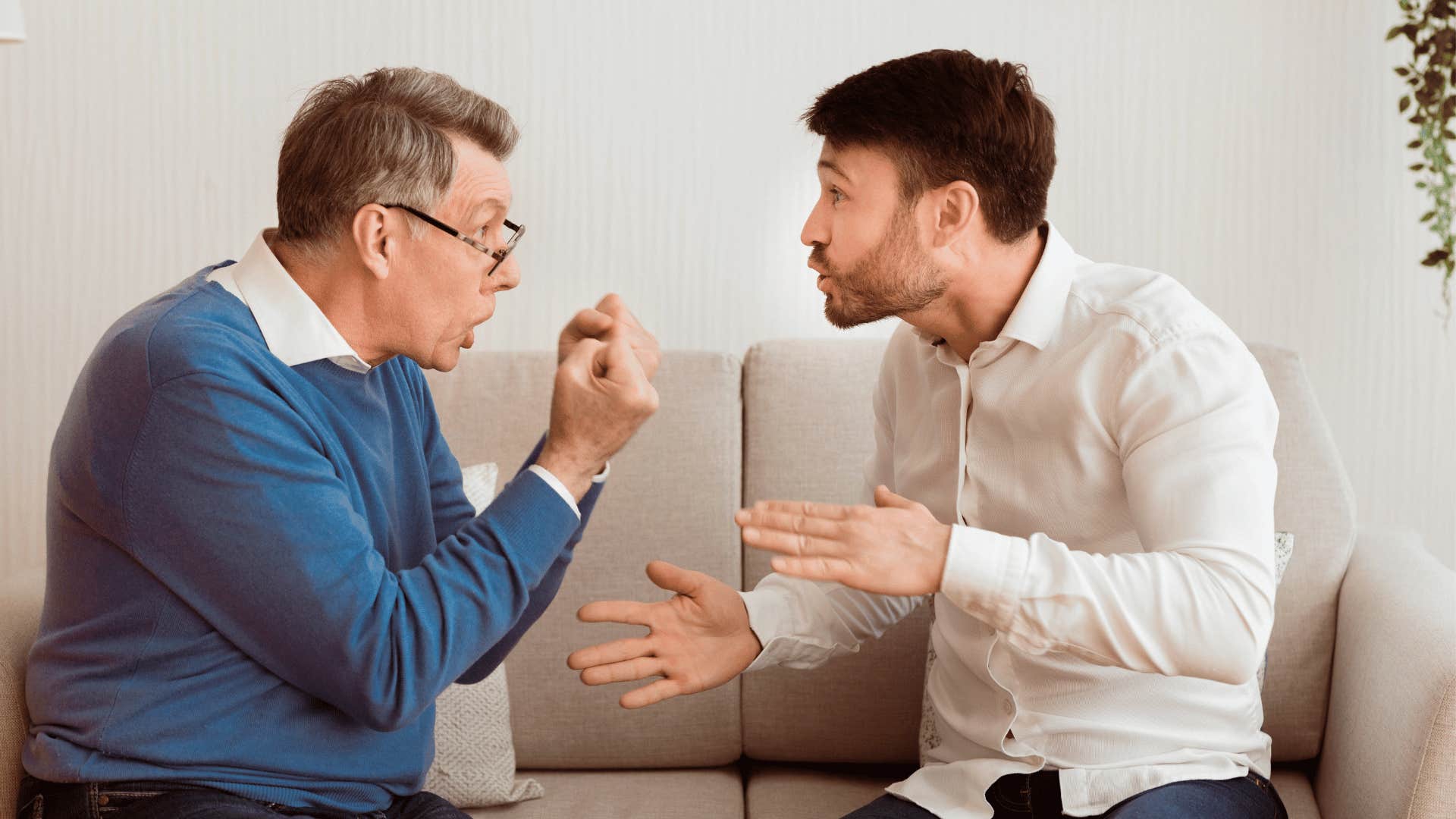 older father yelling at adult son after violating his boundaries