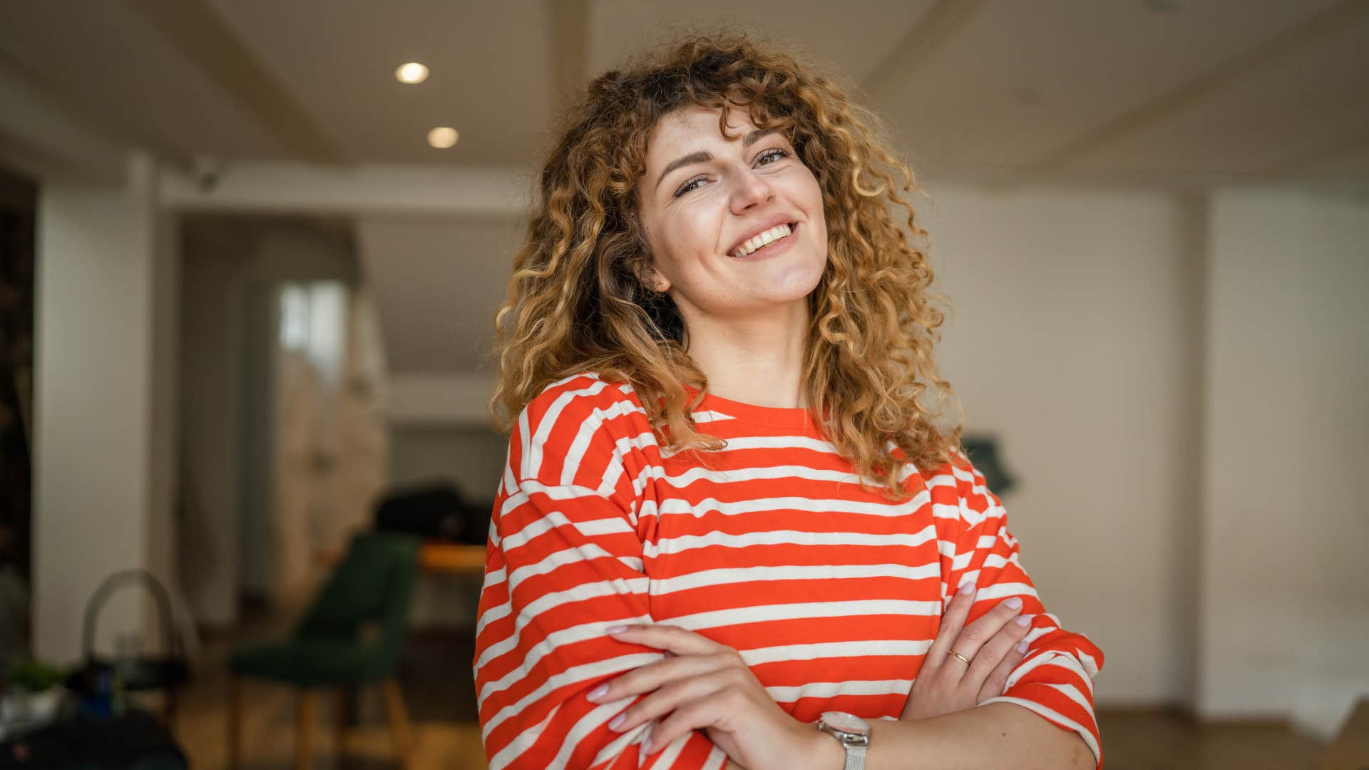 overly confident woman smiling