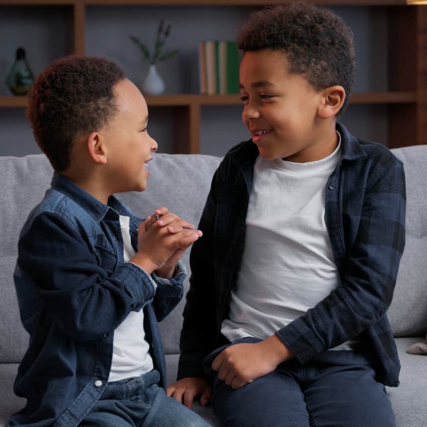 Little boys managing their own friendship at home