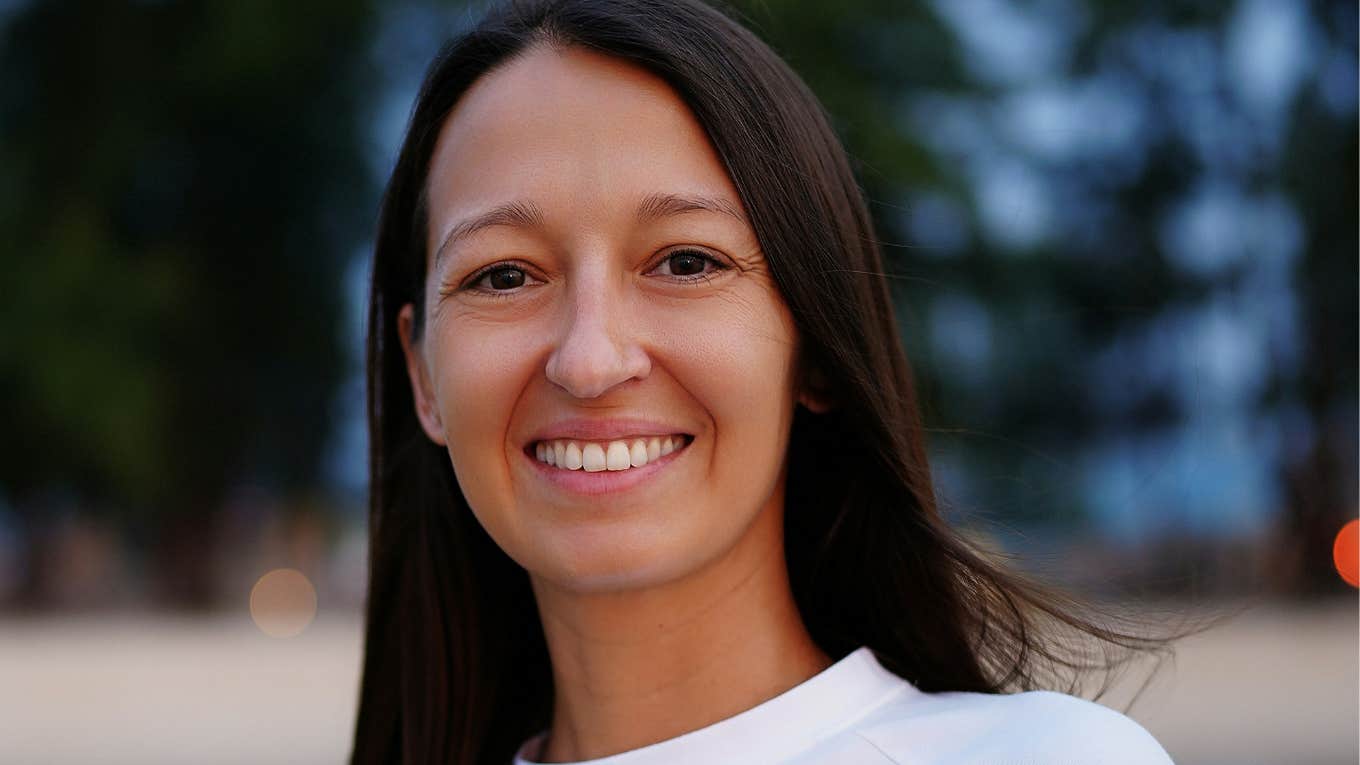 Woman stays happy and upbeat.