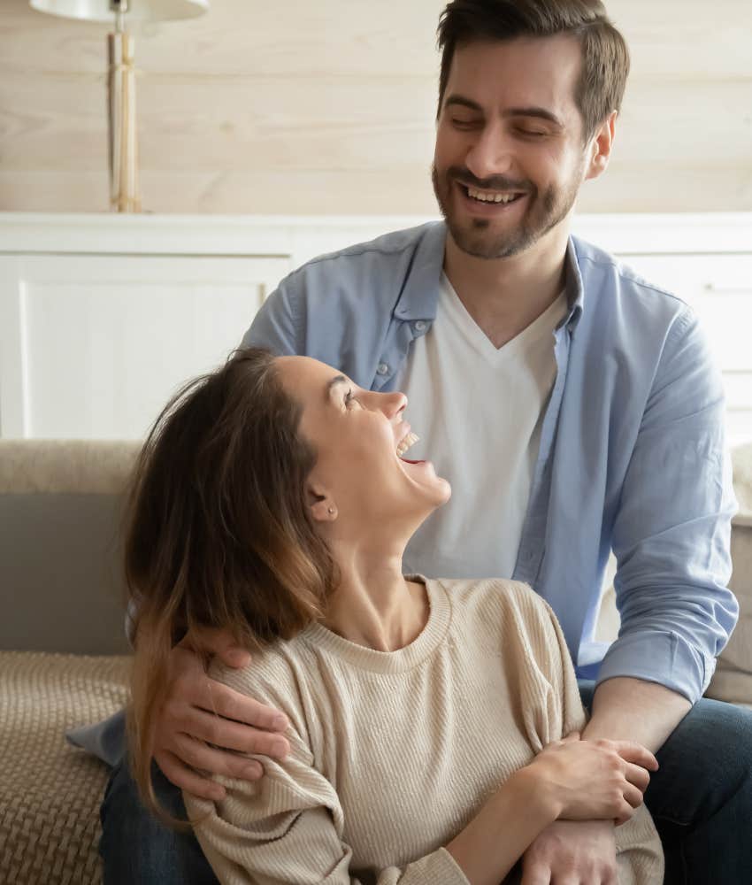 Happy couple who is comfortable talking about their bathroom habits