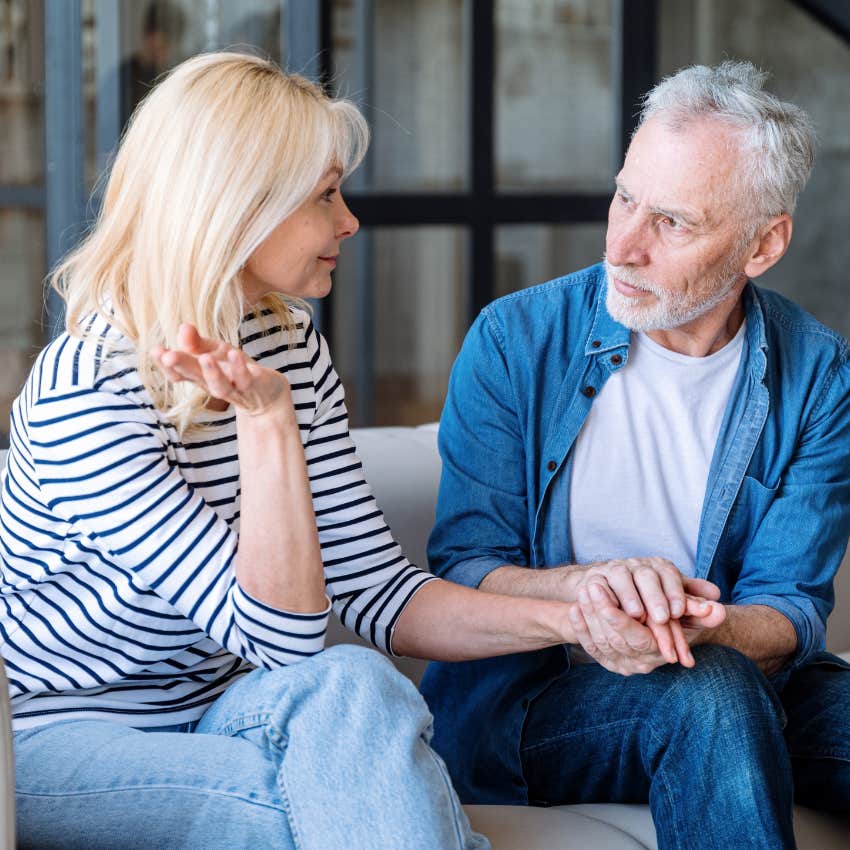 Husband pausing before speaking with his wife