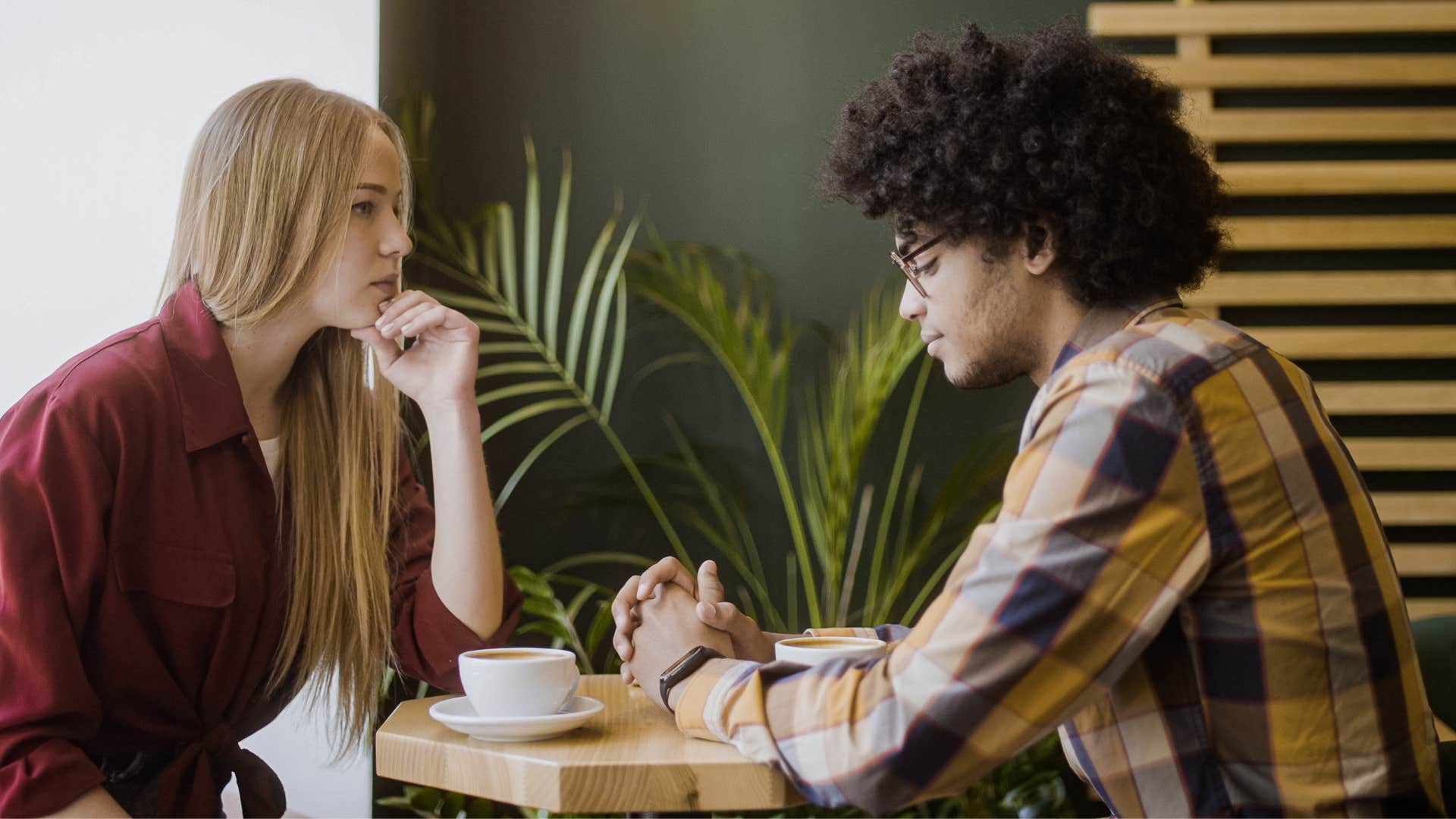 couple having a discussion husband saying let me be honest with you