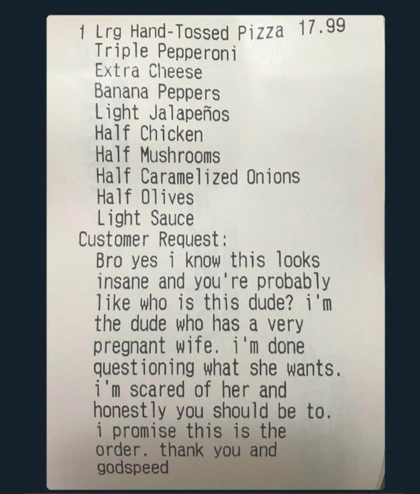 Husband Begs Restaurant To Make Pregnant Wife’s Pizza Exactly As Ordered Reddit