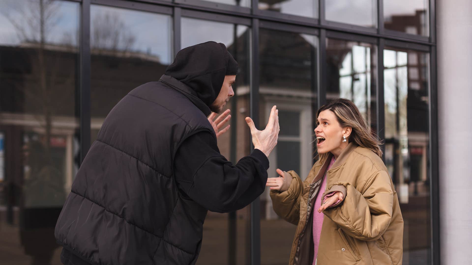 couple arguing in public man saying you wouldnt understand