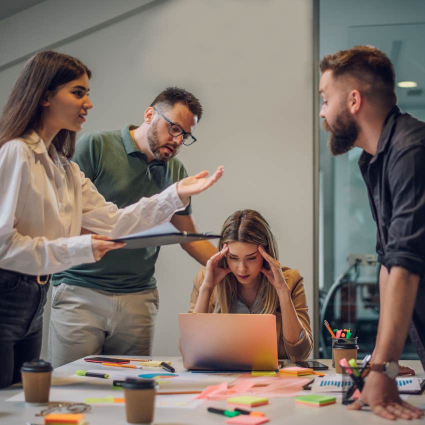 woman being disrespected by getting dragged into arguments she didn't ask for