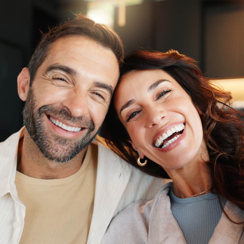 woman feeling safe with man smiling