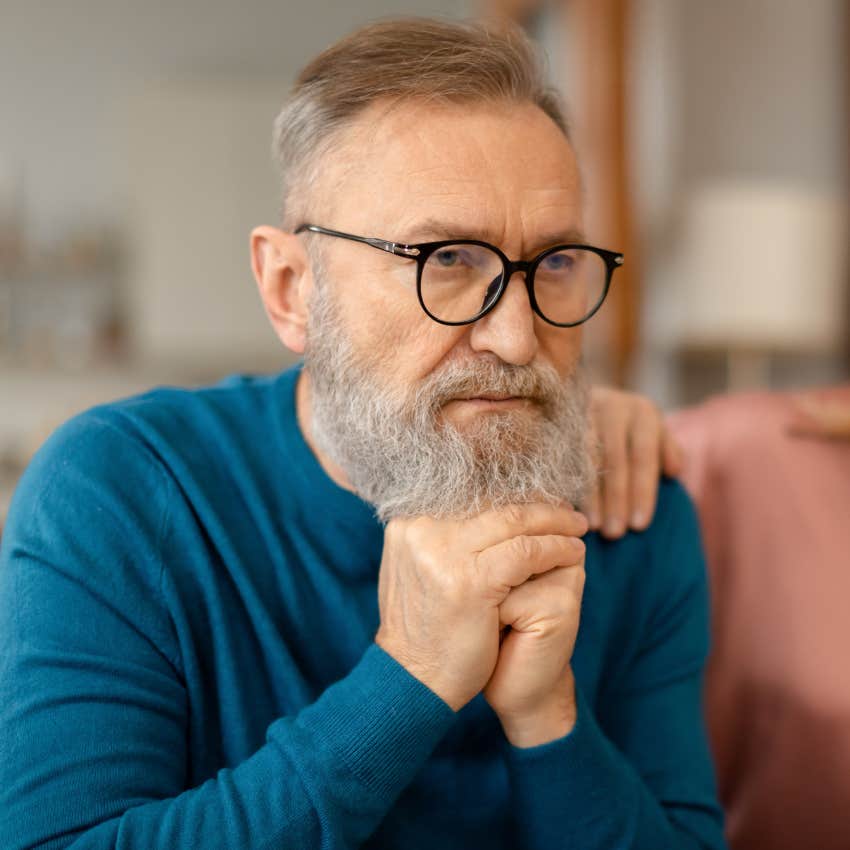 closed off man saying I don't want to talk about it to his wife