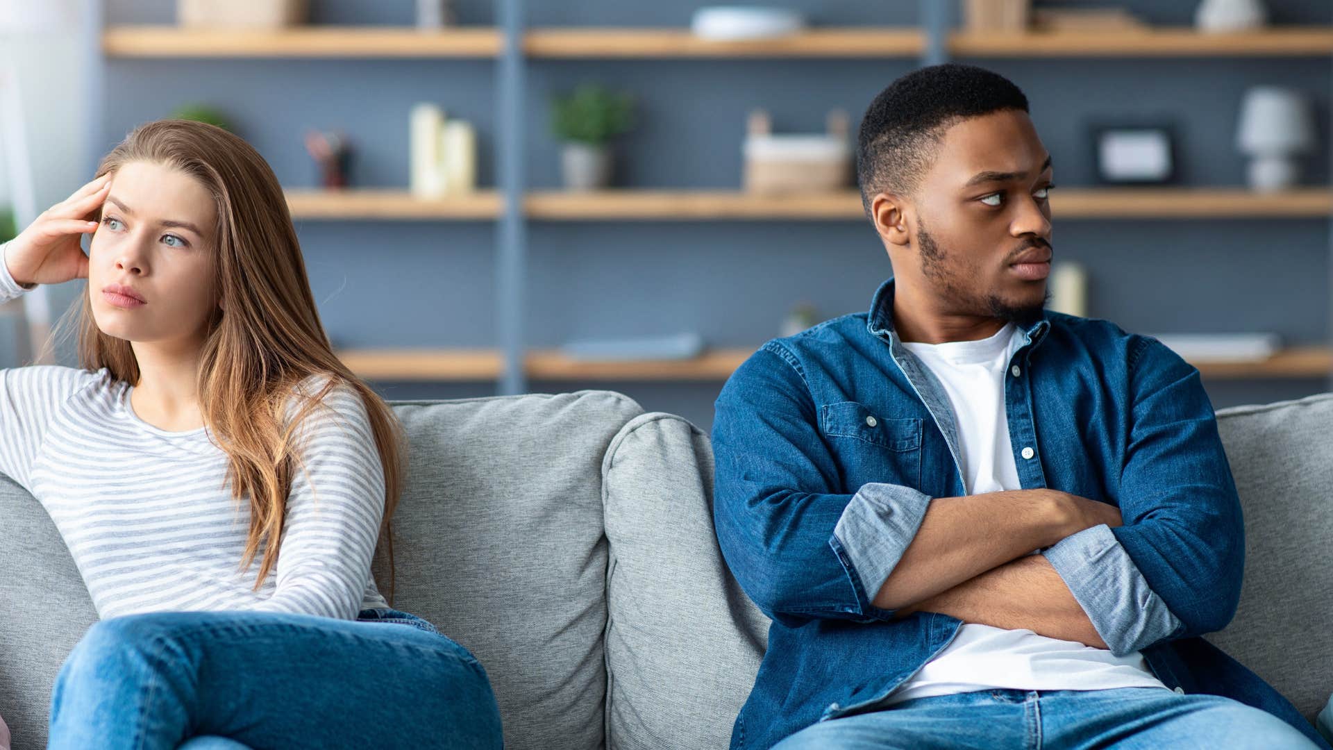 couple not being physically affectionate at home