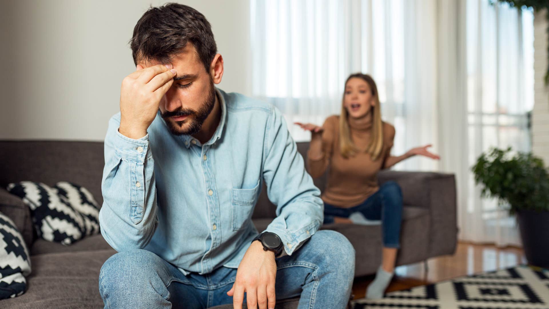 man turned away from wife saying i don't want to talk about it