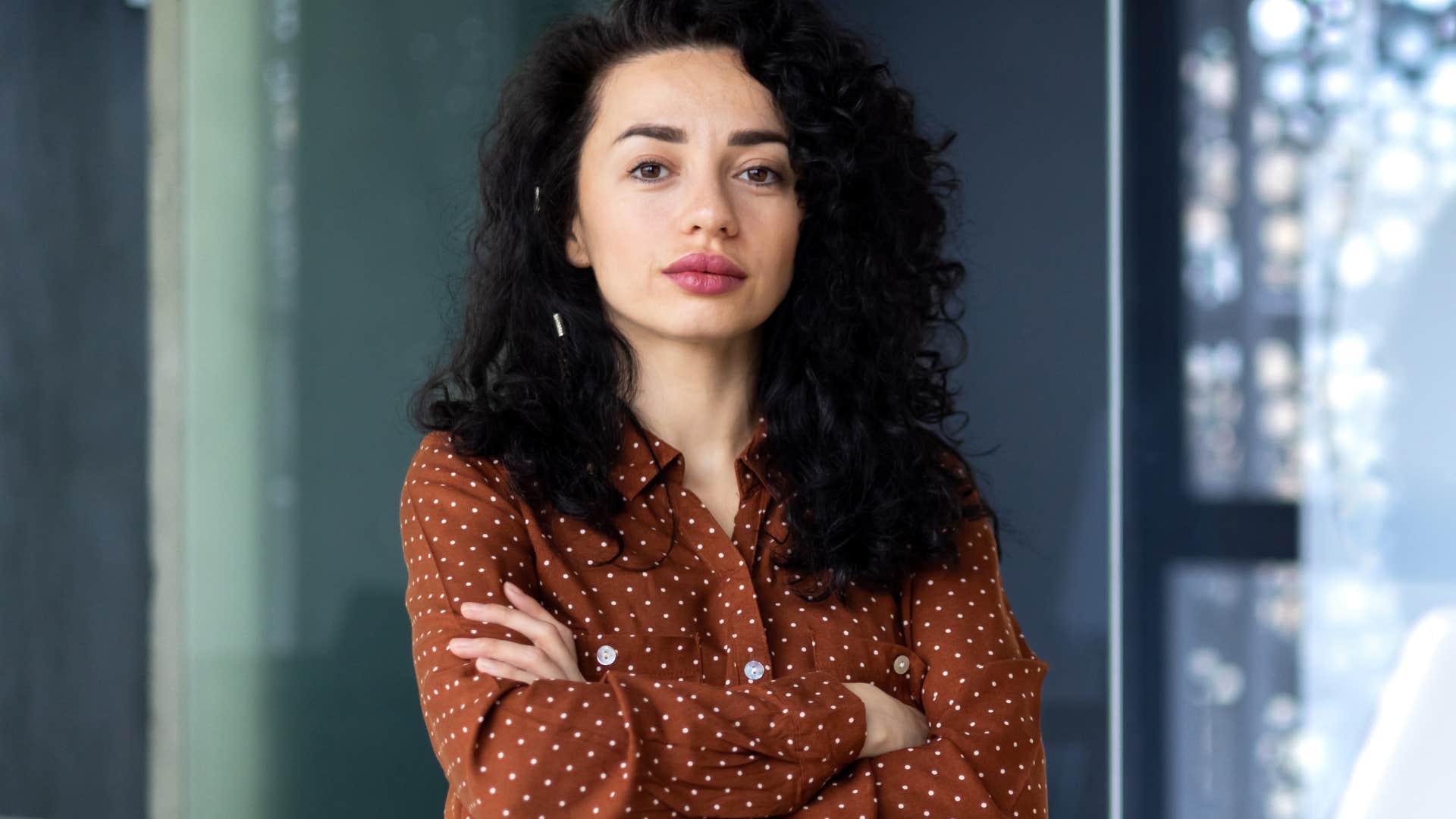 serious woman prepared for anything