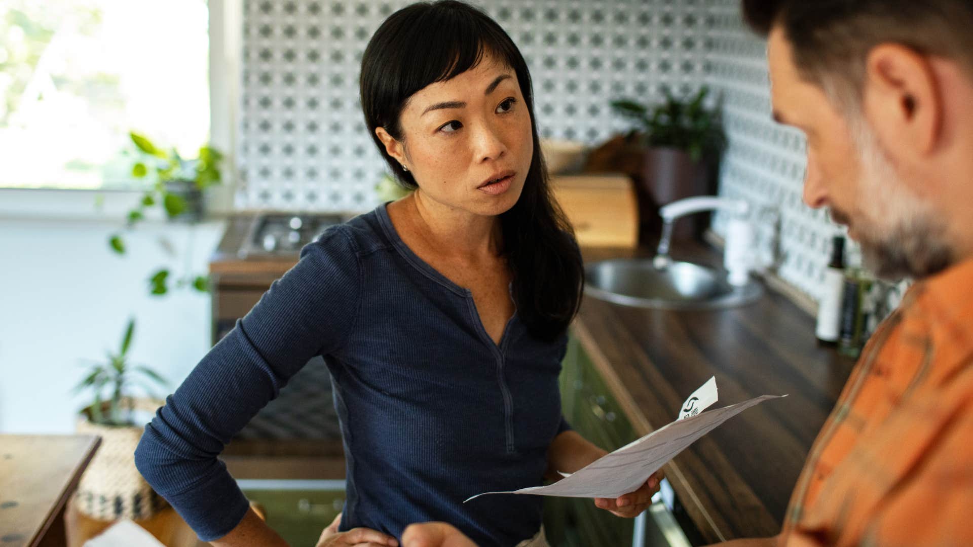 rude woman telling husband it's not my fault you're emotional