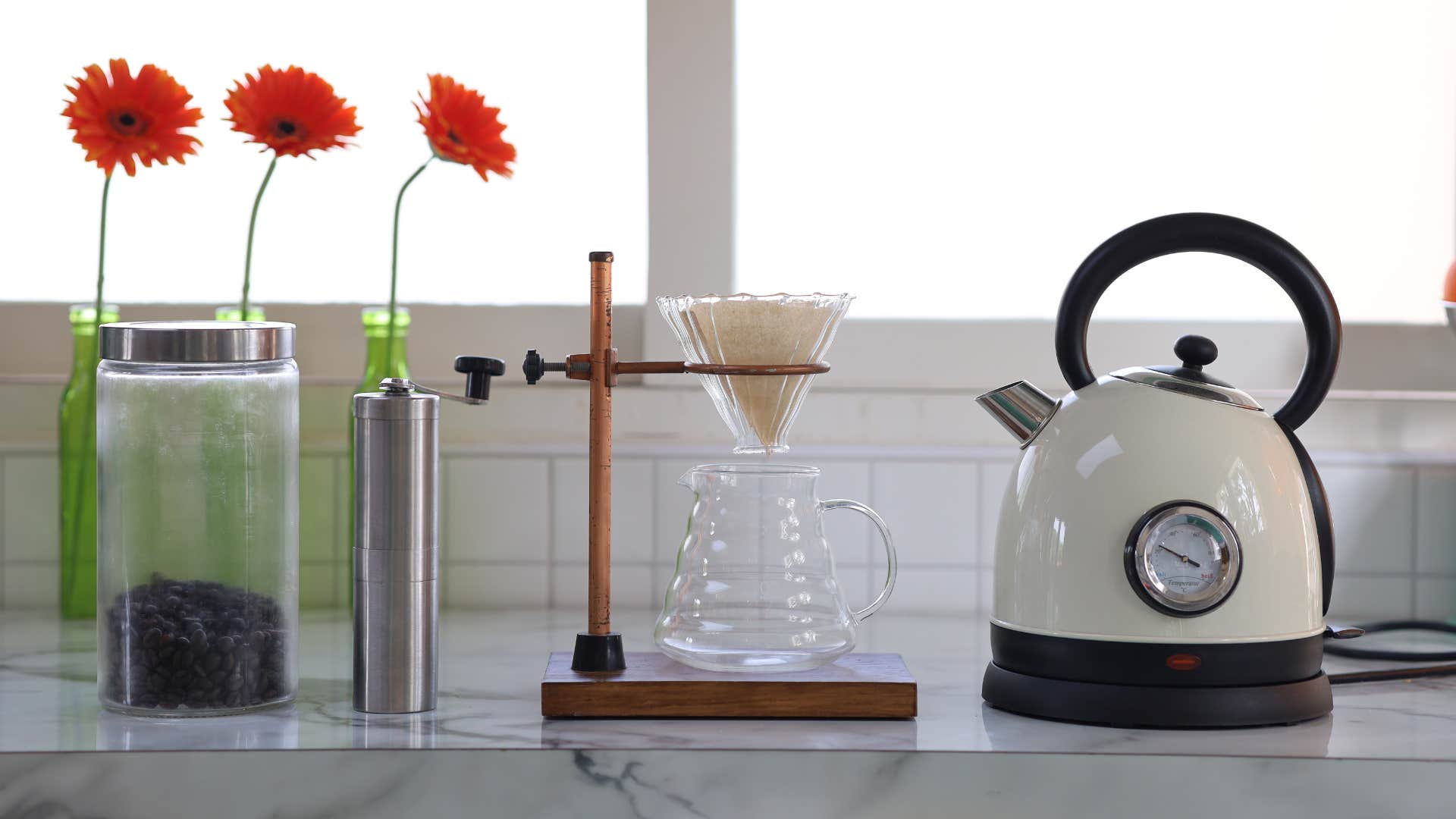 miscellaneous things on a kitchen counter