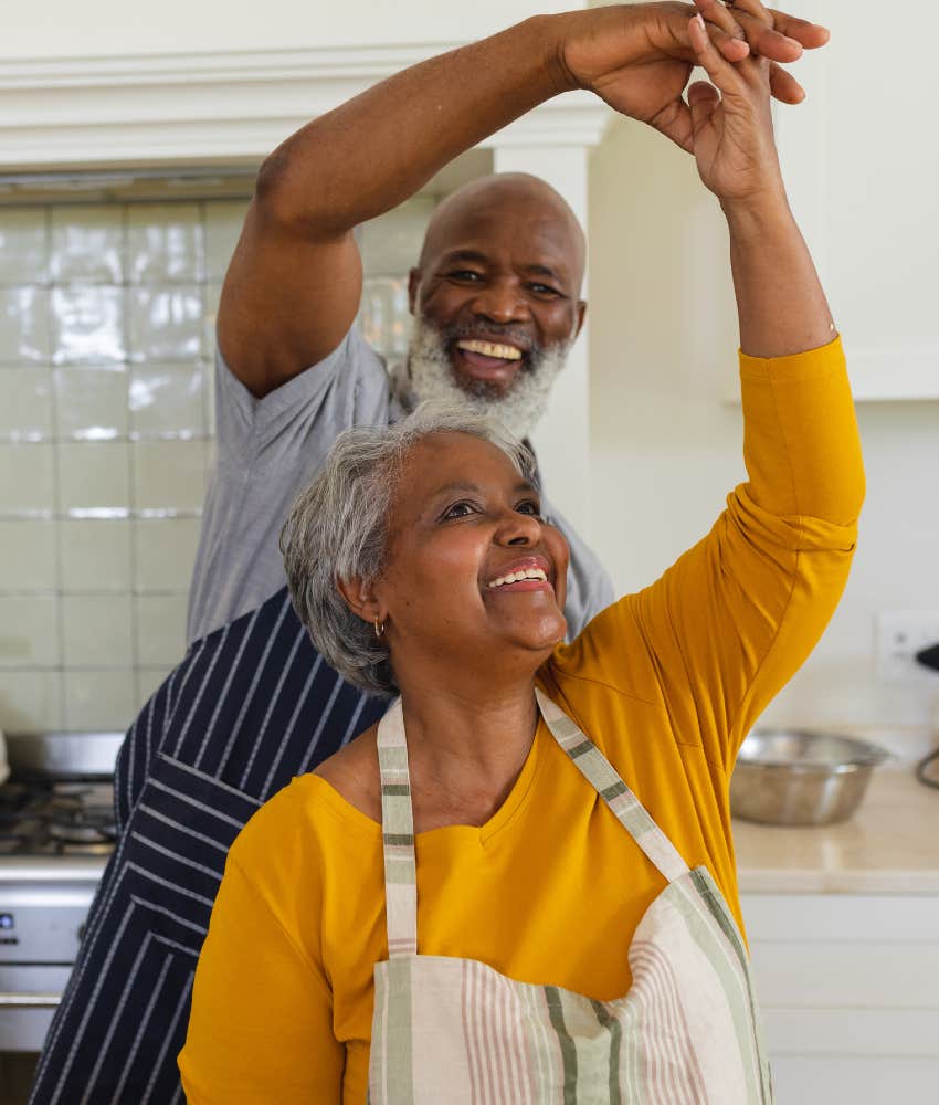 Happy couple dance showing they have mind and body in synch