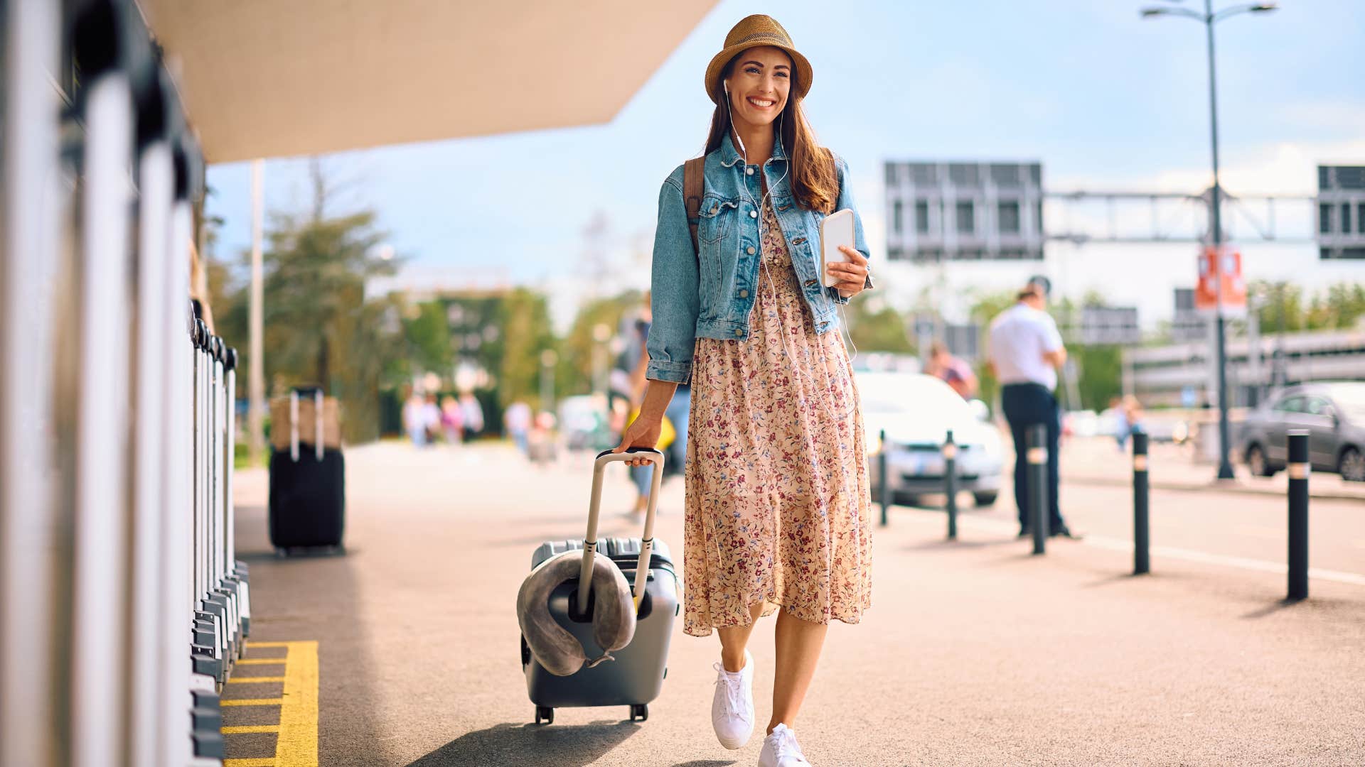 woman at the airport traveling