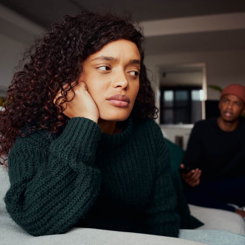 sad couple who's avoiding casual touch