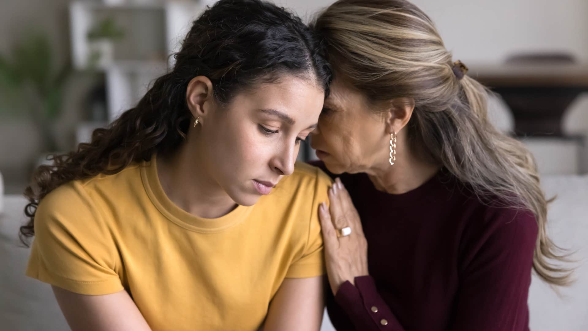 Woman saying "I don't have time for this" to her mother.