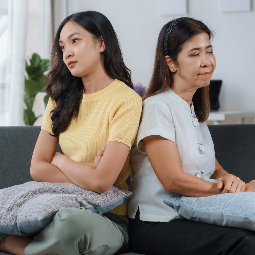 Woman saying you have no idea how the world works to her mother