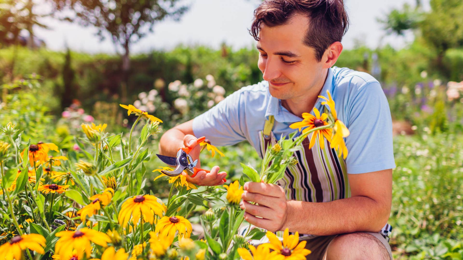 man gardening outside