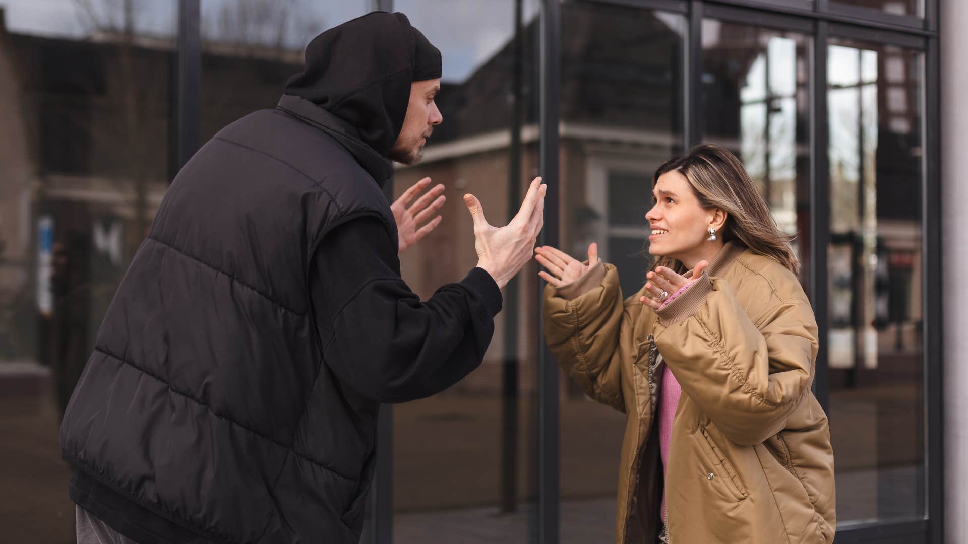 husband assuming wife lies, cheats and steals yelling at her in public